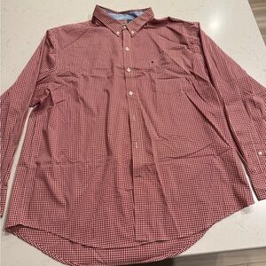Izod Red and White Gingham Casual Shirt
